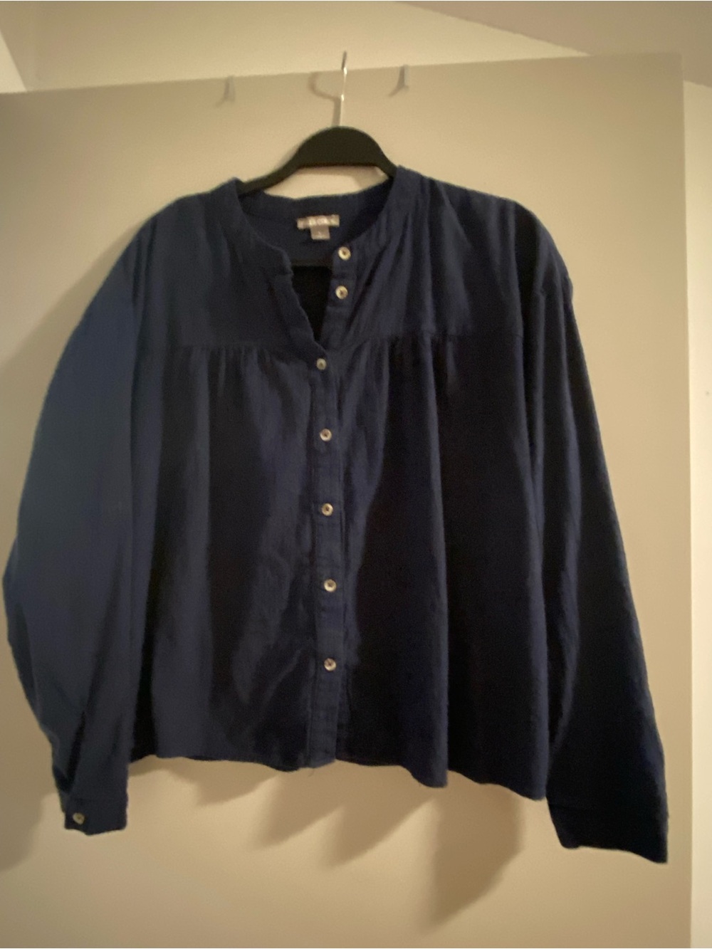 Falls Creek Navy Button-Front Women's Blouse